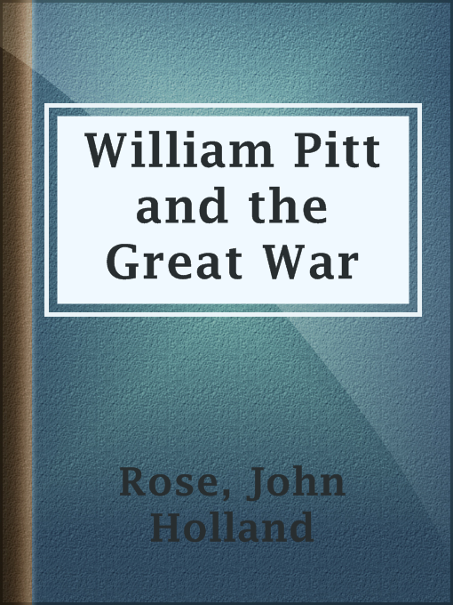 Cover image for William Pitt and the Great War